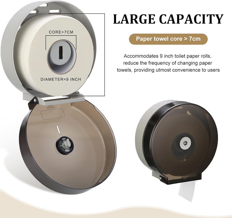 Layhit 6 Pack Toilet Paper Holder Wall Mount, Toilet Paper Towel Dispenser, Commercial 9" Jumbo Plastic Tissue Dispenser with Key Wall Lock for Bathroom, Office, Restaurants - Image 5